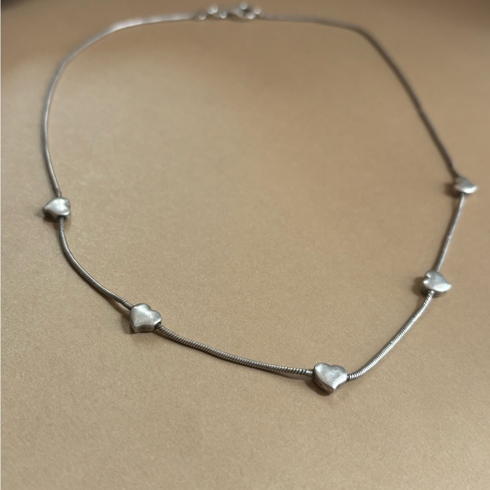 Solid 925 Silver Heart Charm Necklace - image 1